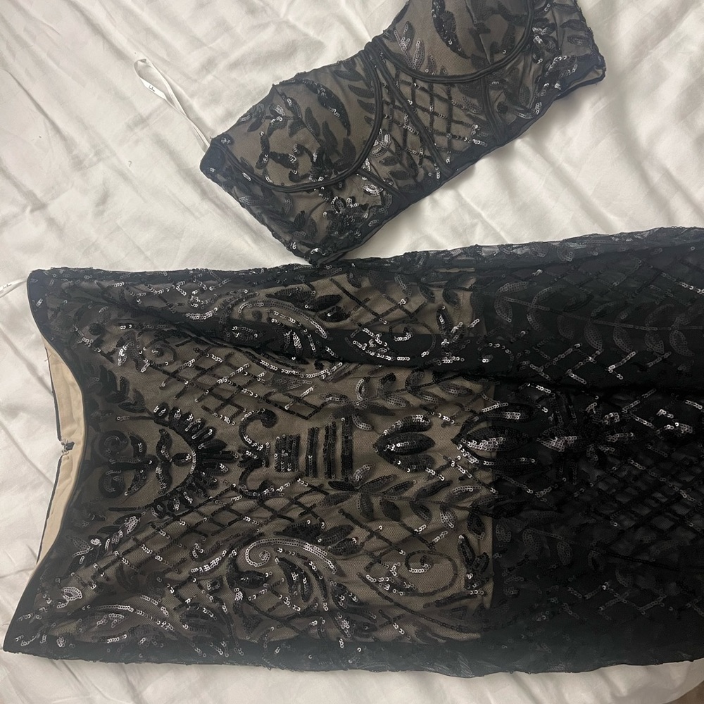 Lulus stunning impression black sequin two piece midi dress (only worn once) - Picture 5 of 5
